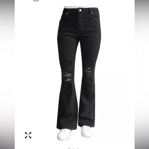 Almost Famous Black Distressed Flare Jeans